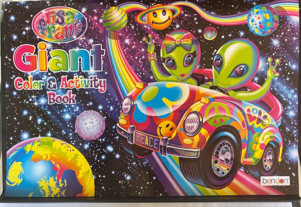 Lisa Frank Giant Color & Activity Book – Unused Alien Peace Car 90"s